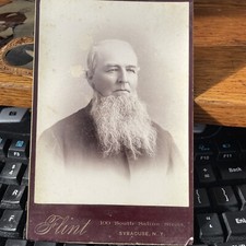 Flint Salina St. Syracuse NY Cabinet Card CDV Photo Man Beard Stoic 1800's picture