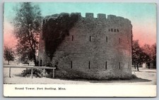 Historic Round Tower Building Fort Snelling Minnesota B&W Colored 1939  Postcard picture