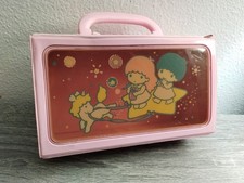 VINTAGE 1989 SANRIO LITTLE TWIN STARS PINK VINYL STORAGE CASE W/ HANDLE (RARE) picture