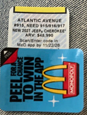 McDonald's Monopoly Peel to Win App Code Sticker Expires 11/22/26 picture