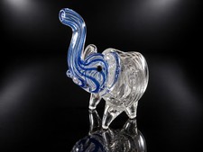 Cute Elephant Glass Tobacco Hand Pipe Blue & Clear Glass Animal Design picture