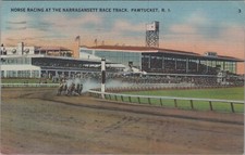 Horse Racing Narragansett Track Pawtucket, Rhode Island RI 1948 Postcard 6987c4 picture