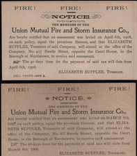 1907-1909 Union Mutual Fire Storm Insurance Norristown PA Notices Report picture