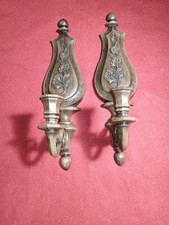 Vtg 1960s Dart Industries Pair MCM Faux Wood Wall Candle Holders Sconces Floral picture
