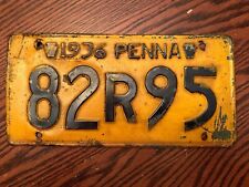 1936 Pennsylvania License Plate 82R95 Yellow Penna picture