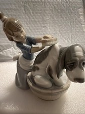 Lladro Bashful Bather Girl Bathing Dog Porcelain Figurine Spain Mint #5455 picture