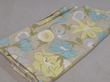 Vtg Crown Fabrics Ltd Mod Floral Pattern 1560 1960s 1970s Blue Green 88x44 2.4Yd picture