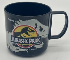 Vintage 1992 The Lodge at Jurassic Park Black Plastic Mug Cup UCS Amblin EUC picture