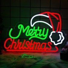 Merry Christmas Neon Sign Dimmable LED Light with Hat Party Pub Xmas Day Decor picture