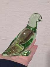 Beautiful Estate Rare Emerald Green Baccarat Crystal Parrot Figurine. picture