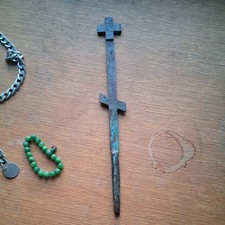 Old Antique Bronze Russian Orthodox Funeral Grave Marker picture