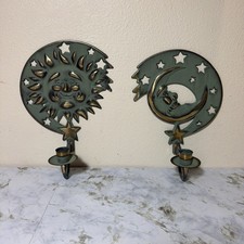 Vintage 1994 PartyLite Sun Moon and Stars Sconces Celestial Candle Holders Set picture