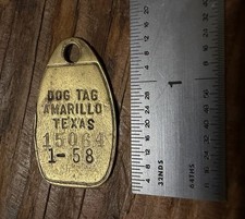 Vintage 1958 Amarillo Texas Brass Dog License Tag picture