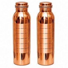 2 X Copper Water Bottle Silver touch Drinking Ayurveda Health Benefits 950ml picture