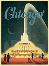 Visit Chicago Illinois Vintage Art Deco Poster Print picture