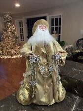 Large RARE Christmas Gold Bronze Santa Claus Tree Topper Table Top 25” Tall picture