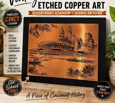 Etched Copper Plaque Cincinnati Skyline Riverfront Stadium Carol Williams picture