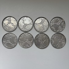 Vintage Stede Hammered Aluminum Dogwood Coasters Set of 8 Floral MCM Barware picture