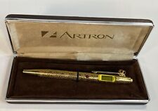 Neutronix Artron LCD Vtg 1980s Pen Watch GOLD W/ Gem Untested *NEEDS INK REFILL* picture
