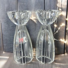 Marquis by Waterford Crystal Candlesticks Set 2 Clear Heavy Glass Vintage Glass picture