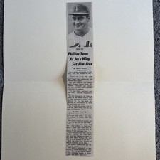 Joey Jay Tidewater Tides 1967 Sporting News Baseball 2X12 Panel picture