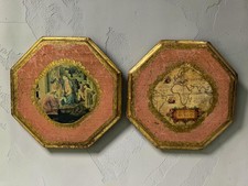 8”x8” Vintage Italian Octagonal Wall Plaques Set of 2 picture
