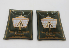 Vintage Pair of Towers Of The Americas Restaurant Glass Trays San Antonio TX picture