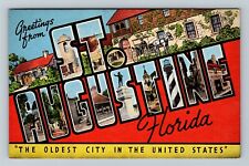 St. Augustine, FL-Florida, LARGE LETTER Greeting Vintage Souvenir Postcard picture