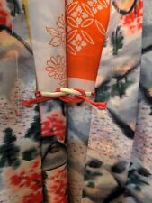 Gorgeous Excellent VTG Japanese Silk Meisen Pine Kimono Haori Jacket w/Himo M picture