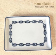 HERMES Chain D'ancre Blue Ashtray Authentic Plate Porcelain Interior Used Paris picture