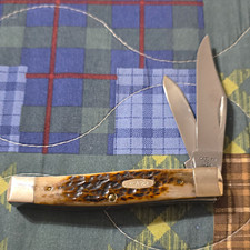 Case XX 1965-1969 No Box B6292 2-Blade Brown Bone Handle SS Plain Clip/Pen picture
