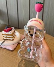HOT 2026 Starbucks Bearista Bear Cup Tumblers Strawberry Topper Baseball cap picture