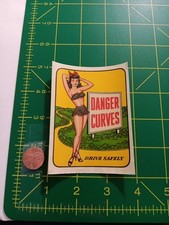 VINTAGE ORIGINAL 1950s SEXY DANGER CURVES PINUP WATERSLIDE DECAL picture