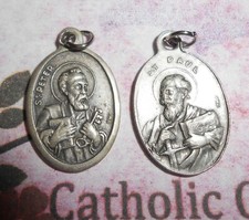St. Peter & Saint Paul - S1 - Oxidized Italian Silver Tone one inch Medal picture