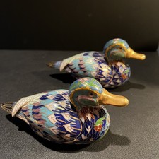 Pair Of Vintage Cloisonné Duck Figurines picture