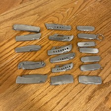 Lot of 18 Stainless Steel Pocket Knives Folding Multi-Tool Snap-on Silver Sword picture