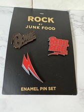 2018 David Bowie 3 Piece Enamel Pin Set By Junk Food New In Package picture