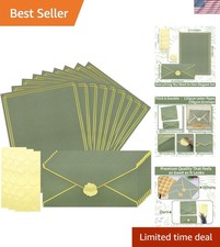 Versatile 30 Pack Stationery Set: Gold Border Paper & Envelopes for All Events picture
