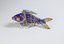 Vintage 1900's Chinese Gold Vermeil Sterling Cloisonne Articulated Fish 3