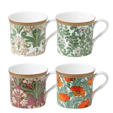 Assorted Set of 4 Bone China Coffee & Tea Mugs - 10 oz, Elegant Design picture