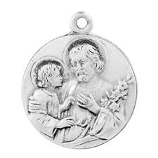 St Joseph amp Child Medal Size .75 in Dia and 18in Chain Catholic Religious Gift picture