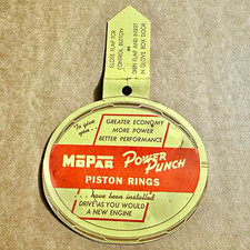 Vintage MoPar Power Punch Piston Rings Glove Box Door Tag Chrysler Dodge D-9371 picture