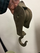 ANTIQUE J.F. HODGKINS CO. BRONZE MARINE PULLEY BLOCK SWIVEL HOOK NAUTIAL picture