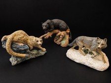 Franklin Mint Wildlife Preservation Trust Wolf Jaguar Snow Leopard Figurines picture