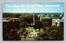 Sacramento CA Capitol Dome View Linen Postcard - Mac Miller Plastichrome picture