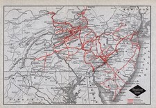 1924 Antique Reading Railway Map Vintage Reading Lines Railroad Map 3124 picture