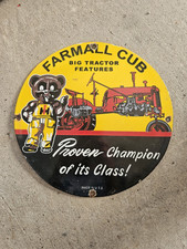 VINTAGE INTERNATIONAL HARVESTER MCCORMICK FARMALL CUB PORCELAIN SIGN 12