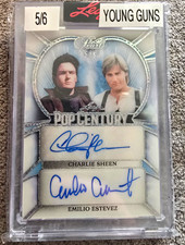LEAF POP CENTURY PEARL YOUNG GUNS CHARLIE SHEEN EMILIO ESTEVEZ DUAL AUTO 5/6 picture