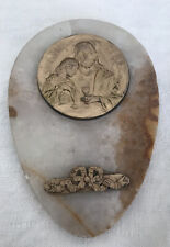 Antique French First Communion Gift Real Marble Plaque Jesus St. John Wall picture