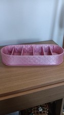 Vintage Pink Satin Hosiery Storage Box Gloves Hankerchief Divided picture